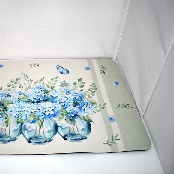 APROPHIC Spring Floral Bath Mat, Hydrangea Butterfly Bathroom Rug, Non-Slip, Abs - Picture 4 of 4